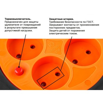 Удлинитель на катушке 30м (4 роз., 3,5кВт, б/з, ПВС 2х1,5) Юпитер