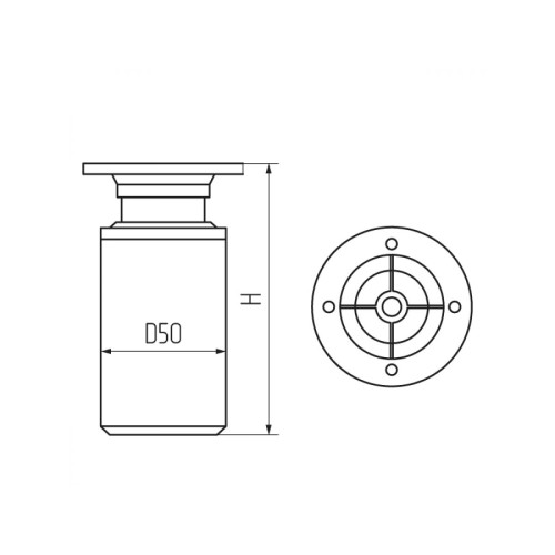 Опора мебельная круглая d50 80-100 мм, хром STARFIX
