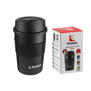 Термокружка для кофе, 380 мл, нержавеющая сталь, black, PERFECTO LINEA