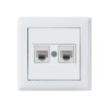 Розетка компьютерная 2xRJ45 (Cat5e, скрытая) белая, DARIA, MUTLUSAN