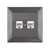 Розетка компьютерная 2xRJ45 (Cat6, скрытая) дымчатая, DARIA, MUTLUSAN