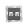 Розетка компьютерная 2xRJ45 (Cat5e, скрытая, без рамки) дымчатая, RITA, MUTLUSAN