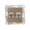 Розетка компьютерная 2xRJ45 (Cat6, скрытая, без рамки) золото, RITA, MUTLUSAN