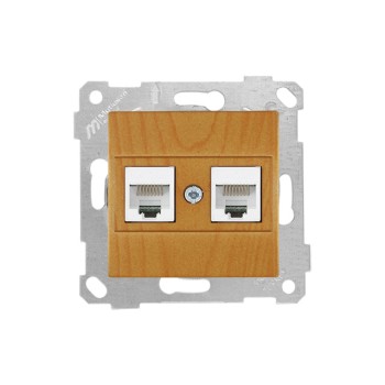 Розетка компьютерная 2xRJ45 (Cat5e, скрытая, без рамки) дуб, RITA, MUTLUSAN