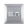 Розетка компьютерная 1xRJ45 (Cat5e, скрытая) серебро, DARIA, MUTLUSAN