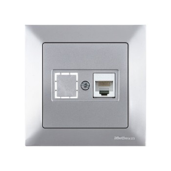 Розетка компьютерная 1xRJ45 (Cat5e, скрытая) серебро, DARIA, MUTLUSAN