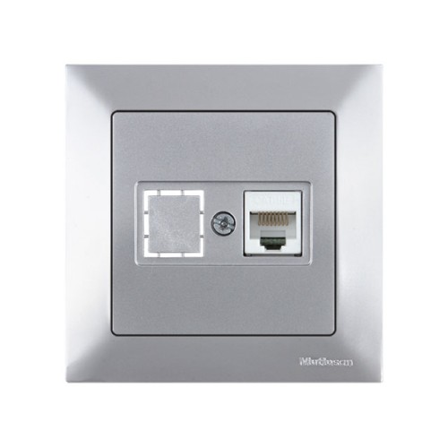 Розетка компьютерная 1xRJ45 (Cat5e, скрытая) серебро, DARIA, MUTLUSAN