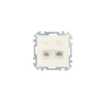 Розетка 2-ая комби телефонная+компьютерная (скрытая) бежевая, Стиль, BYLECTRICA