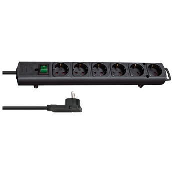 Удлинитель 2м (6 роз., 3.3кВт, с/з, выкл., ПВС) черный Brennenstuhl Comfort-Line