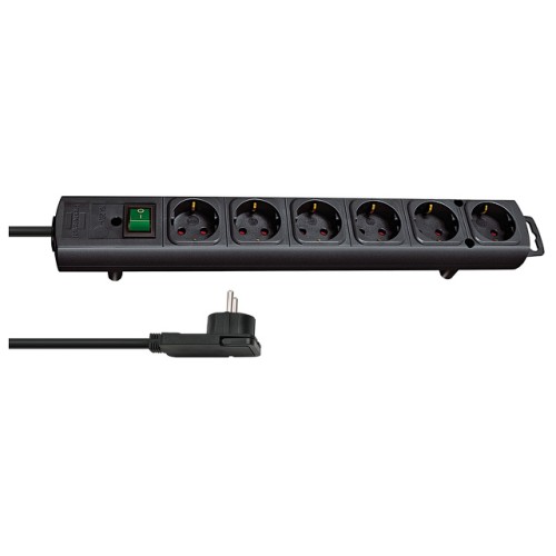 Удлинитель 2м (6 роз., 3.3кВт, с/з, выкл., ПВС) черный Brennenstuhl Comfort-Line