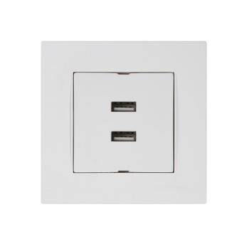 Розетка компьютерная 2хUSB (скрытая, горизонт.) белая, RITA, MUTLUSAN
