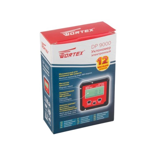 Уклономер электронный WORTEX DP 9000 4х90, крепление на магнитах