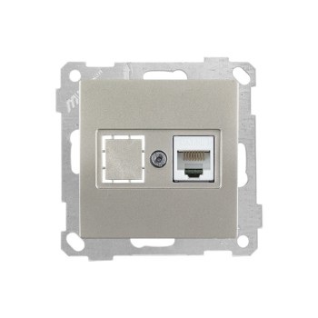 Розетка компьютерная 1xRJ45 (Cat5e, скрытая, без рамки) титан, DARIA, MUTLUSAN
