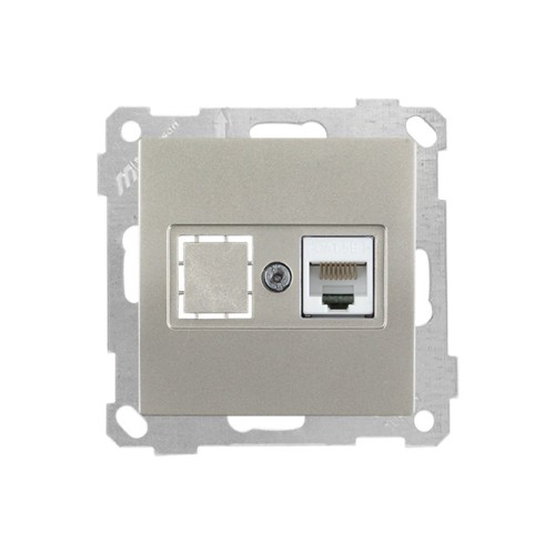 Розетка компьютерная 1xRJ45 (Cat5e, скрытая, без рамки) титан, DARIA, MUTLUSAN
