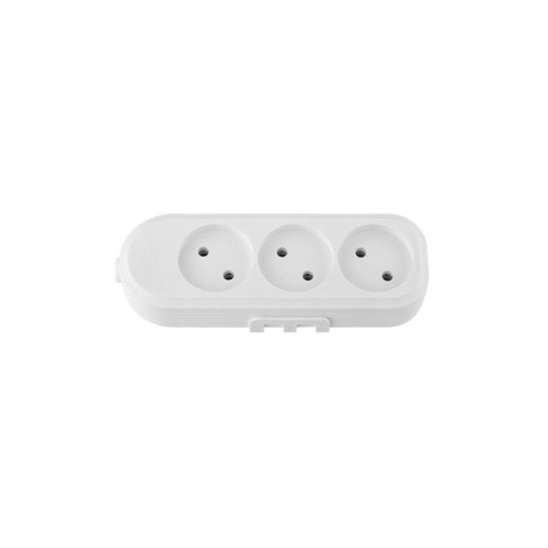 Розетка 3-ая переносная (б/з, 16А, 250В, струезащ.) белая, BYLECTRICA
