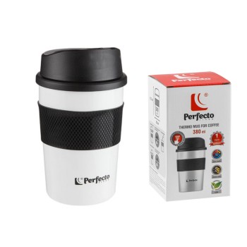 Термокружка для кофе, 380 мл, нержавеющая сталь,white, PERFECTO LINEA