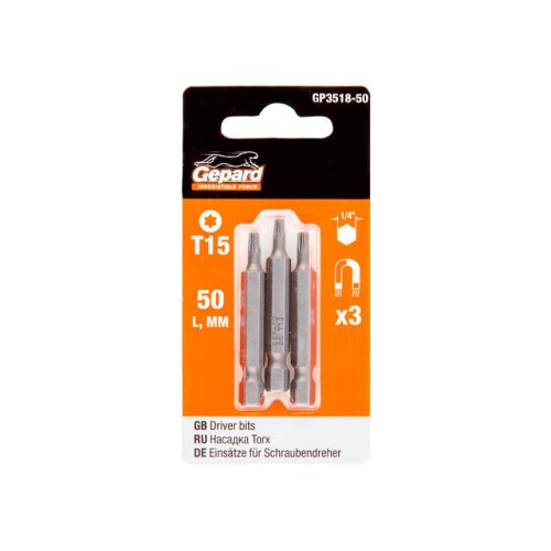 Насадка TORX T15 50мм  3шт GEPARD (GP3518-50)
