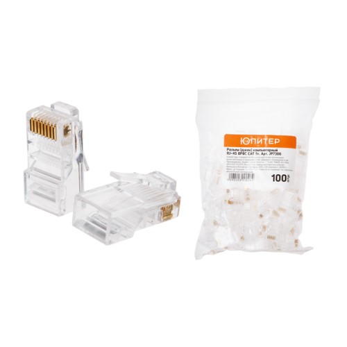 Разъем (джек) компьютерный RJ-45 8P8C CAT 5e (100 шт.) ЮПИТЕР