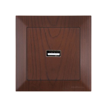 Розетка 1-ая USB (скрытая) орех, DARIA, MUTLUSAN