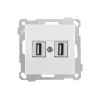 Розетка компьютерная 2хUSB (скрытая, без рамки) белая (не для зарядки), DARIA, MUTLUSAN