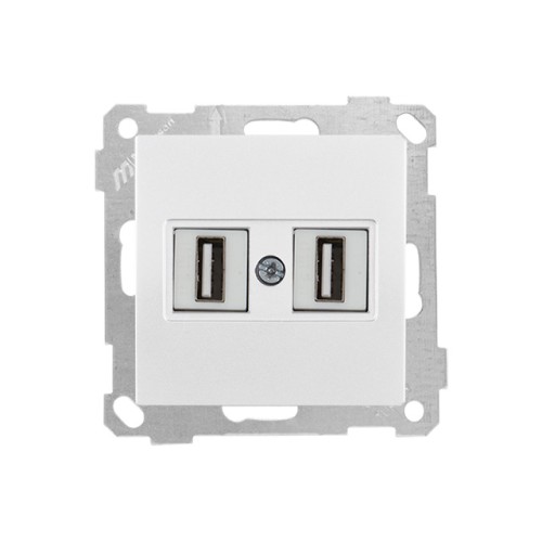 Розетка компьютерная 2хUSB (скрытая, без рамки) белая (не для зарядки), DARIA, MUTLUSAN