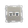 Розетка телефонная + компьютерная (RJ12+Cat5e, скрытая, без рамки) титан, DARIA, MUTLUSAN