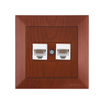 Розетка компьютерная 2xRJ45 (Cat5e, скрытая) вишня, DARIA, MUTLUSAN