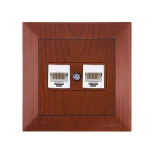 Розетка компьютерная 2xRJ45 (Cat5e, скрытая) вишня, DARIA, MUTLUSAN