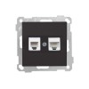 Розетка телефонная + компьютерная (RJ12+Cat5e, скрытая, без рамки) черная, DARIA, MUTLUSAN