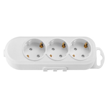 Розетка 3-ая переносная (с/з, 16А, 250В, з/ш) белая, BYLECTRICA