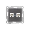 Розетка компьютерная 2xRJ45 (Cat6, скрытая, без рамки) дымчатая, RITA, MUTLUSAN