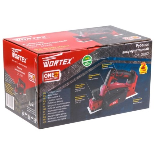 Аккум. рубанок WORTEX CPL 2082 в кор. ALL1 XLT SOLO 18 В, шир. до 82 мм, глуб. до 2 мм