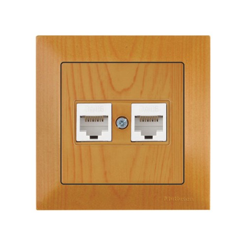 Розетка компьютерная 2xRJ45 (Cat6, скрытая) дуб, DARIA, MUTLUSAN