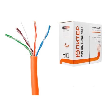 Кабель витая пара U/UTP Cat5E 4х2х24AWG (0.51мм) 305м, CCA, внутр. (ПВХ) Юпитер