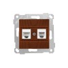 Розетка телефонная + компьютерная (RJ12+Cat5e, скрытая, без рамки) орех, RITA, MUTLUSAN