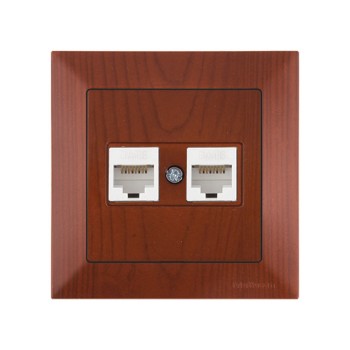 Розетка компьютерная 2xRJ45 (Cat6, скрытая) вишня, DARIA, MUTLUSAN