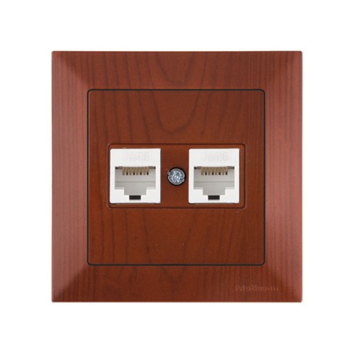 Розетка компьютерная 2xRJ45 (Cat6, скрытая) вишня, DARIA, MUTLUSAN