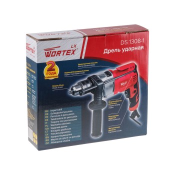Дрель ударная Wortex LX DS 1308-1 в кор. 800 Вт, 1 скор., 25 мм в дер. ключевой патрон 13 мм.