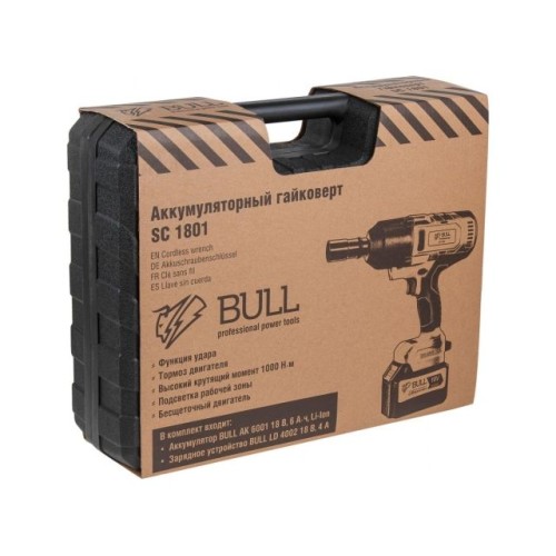Аккум. ударный гайковерт BULL SC 1801, 1000 Н*м, 3/4