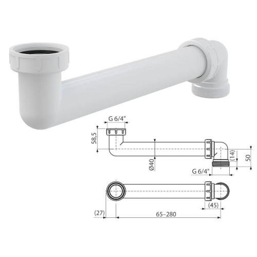Соединение экономящие пространство 6/4”, Alcaplast