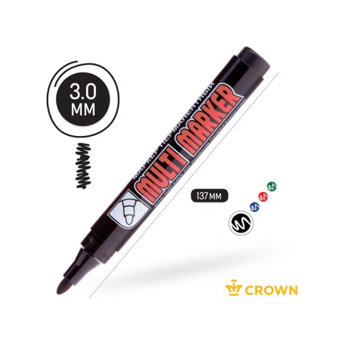 Маркер промышл. перманентный фетровый черный CROWN MULTI MARKER