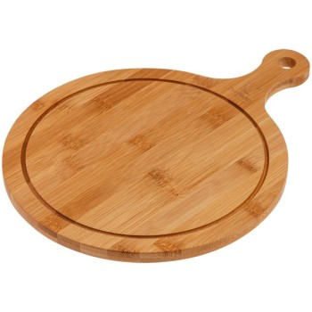 Поднос бамбуковый с ручкой, круглый, 34х25.5 см, BAMBOO, PERFECTO LINEA