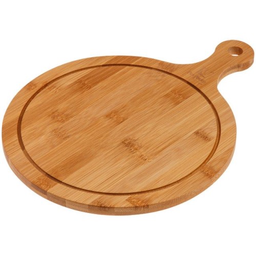 Поднос бамбуковый с ручкой, круглый, 34х25.5 см, BAMBOO, PERFECTO LINEA