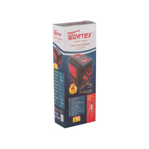 Нивелир лазерный WORTEX LL 0210-1 со штативом в кор. 2х130°, до 15 м, +/- 0.3 мм/м, красный