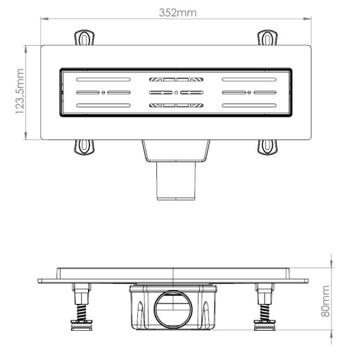 Сливной трап горизонтальный D 50, реш. нерж., сухой затвор, 63х300мм, AV Engineering