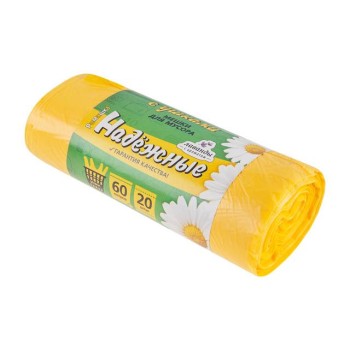 Мешки для мусора с ушками, 60 л, 20 шт, 
