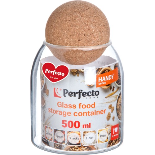 Банка для сыпучих продуктов стеклянная 500 мл, серия Handy, PERFECTO LINEA