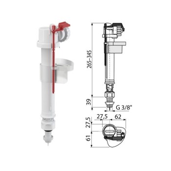 Впускной механизм с нижней подводкой 3/8, Alcaplast