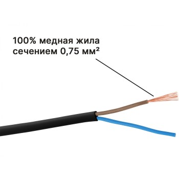Удлинитель 1,5м (3 роз., 2,2кВт, б/з, ПВС 2х0,75) черный, Юпитер
