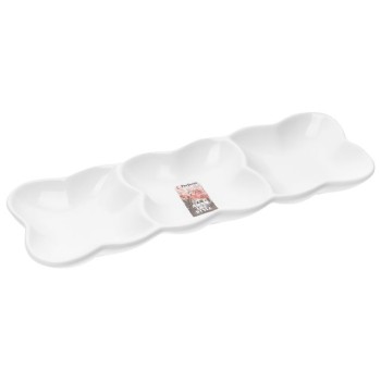 Блюдо 3-х секционное керамическое, 29.5х10х2.5 см, серия ASIAN, белое, PERFECTO LINEA